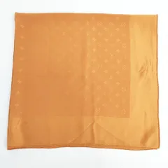 LOUIS VUITTON モノグラム 大判スカーフ シルク スカーフ オレンジ レディース ルイ・ヴィトン【中古】5-0603G◎