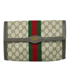 本物 グッチ GUCCI オールドグッチ シェリーライン GGスプリーム クラッチバッグ セカンドバッグ ベージュ Sherry Line バッグ 中古・