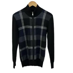 ブラックレーベルクレストブリッジ ブルゾン サイズM メンズ - 黒×ダークネイビー×グレー 長袖/チェック柄/ジップアップ/春/秋