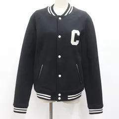 IT44INXWI92Y 美品 CELINE セリーヌ カレッジ テディジャケット ブルゾン スタジャン ロゴ コットン ブラック アウター メンズ サイズ S