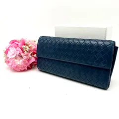 ボッテガヴェネタ 長財布 2つ折り イントレ カード 紺 GA71