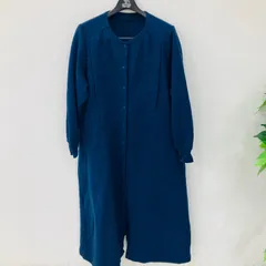 A【 M～L（ワンサイズ）】ベルメゾン 産前 産後 兼用 秋冬 あったか ニットキルト 2WAY 長袖 ワンピース マタニティパジャマ 入院準備 妊娠 妊婦 マタニティ 長袖パジャマ 授乳服 授乳 紺色 ネイビー