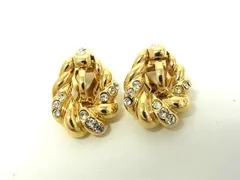 ■新品同様■ YVESSAINTLAURENT イヴサンローラン ヴィンテージ ラインストーン イヤリング アクセサリー ゴールド系 FX0468
