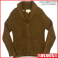 DENIM & SUPPLY RALPH LAUREN デニムアンドサプライ ラルフローレン カーディガン M セーター ニット メンズ 茶 ダメージ加工 ニット_セーターサイズM一覧←SEULB屋着古← TY4308