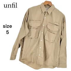 【美品】unfil アンフィル コットンツイルフィッシングシャツ ベージュ サイズ5 メンズ 釣り