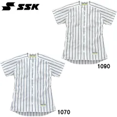 エスエスケイ SSK ジュニア用・ストライプメッシュシャツ ユニフォームシャツ 野球用品 (US002JM)、(1090)ホワイト×ブラック