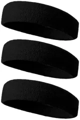 AOIIWER ヘッドバンド ヘアバンド 汗止め コットン素材 通気性 伸縮性 吸汗速乾 抗菌防臭 無地 髪留めらかい スポーツターバン 肌触りが柔らかい ランニング ダンス ヨガ ジョギング 男女兼用 (ブラック＋ブラック＋ブラック)