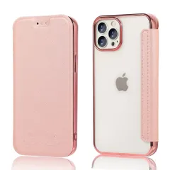 MuZiF iPhone15 Pro Max 用 ケース 手帳型 クリア 高級なPUレザー 耐衝撃性と耐摩耗 全面保護耐衝撃、カード収納、人気財布型 カバー 軽量 アイフォン15 Pro Max 用 手帳カバー (ローズゴールド)