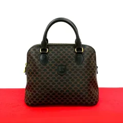 極 美品 CELINE セリーヌ ヴィンテージ マカダム ブラゾン トリオンフ 柄 レザー ハンドバッグ ミニ トートバッグ ブラック 23005