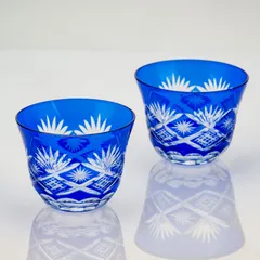 江戸切子風ガラスの酒器2個セット