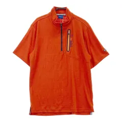 サイズ：XXL FIDRA フィドラ  ハーフジップ 半袖Tシャツ チェック柄 オレンジ系 [240101580540] ゴルフウェア メンズ ストスト