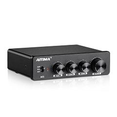 AIYIMA A01 2.0/2.1 チャンネルアンプ 100W*2 パワーアンプ RCA&AUX TPA3116D2*2+NE5532DR*3 クラスD 低音と高音のコントロール付き ホームスピーカー用 (電源付き)m