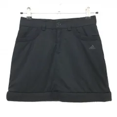 アディダス 中綿スカート 黒 ポケット口・裾ボア ロゴプリント  レディース XS/XP ゴルフウェア adidas