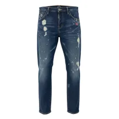 85a16 【美品】 DSQUARED2 ディースクエアード Hockney jean デニムパンツ ペイント クラッシュ加工 テーパードジーンズ メンズ 紳士服 S72LA0691 S30144 40 インディゴo07t