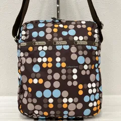 8408　LeSportsac レスポートサック　ショルダーバッグ　小さめ　ミニ　ブラウン　茶色　ドット　サークル　レディース　シンプル　カジュアル　軽量