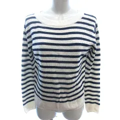 エムケー ミッシェルクラン MK MICHEL KLEIN ニット カットソー ボートネック ボーダー 長袖 38 M ベージュ /AU