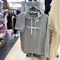 XL あり‼️セットアップ可能商品‼️ TOMMYHILFIGER トミーヒルフィガー⚫︎長袖　ロゴ　薄手　裏起毛　綿混　裏毛　パーカー　フーディー　グレー　M L XL