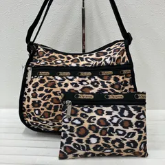 8393　LeSportsac レスポートサック　ショルダーバッグ　レオパード　豹柄　ヒョウ柄　アニマル柄　ブラック　黒　ブラウン　ポーチ付き　軽量　レディース　シンプル　カジュアル
