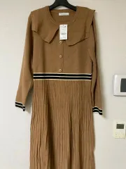 INVEST ブラウン ニット プリーツ ONE PIECE ラブキャットバッグ オリアニ クラッチバッグ