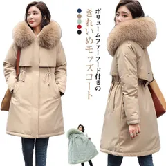 モッズコート 裏ボア ファーフード付き きれいめ レディース 冬 コート 中綿入り 中綿コート ロング ミリタリーコート 裏起毛 ふわふわ もこもこ 厚手 あったか 保温 防寒 アウター ロングコmin#