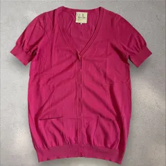 【シビラ】コットン100  半袖ニットカーディガン　Mサイズ　Vネック　ピンク　綿ニット