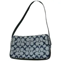 COACH 6023 シグネチャー柄 ミニハンドバッグ レザー ネイビー コーチ