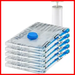 ベーシック 真空 衣類圧縮袋 掃除機不要 ハンドポンプ付き 衣類 収納 旅行 カビ対策 大(80×60cm) 5個 パッククリア