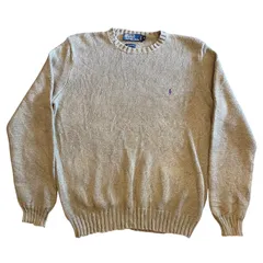 【90s】Polo Ralph Lauren コットンニット セーター オリーブ 表記M（実寸L相当）
