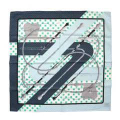 美品 HERMES Clic Clac エルメス クリッククラック カレ40 コットン ハンカチーフ スカーフ ネイビー K2601-k016NP