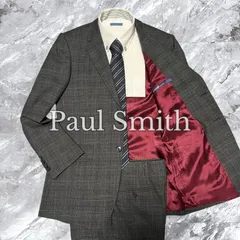 極美品 Paul Smith ポールスミス セットアップ スーツ 上下セット グレンチェック ウール ペイズリー イタリア製 2B 総裏 センターベント 開き見せ グレー 灰色 サイズ36 S相当