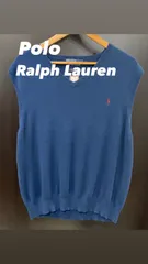 Polo RalphLauren ポロ ラルフローレン ニットベスト 紺色 メンズXL ロゴ刺繍 中古 古着 4U0045