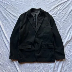 【GU】黒テーラードジャケット 2B シングル ウール混 裏地付き ミニマル モード Y2K グランジ きれいめストリート ジャケパン 古着