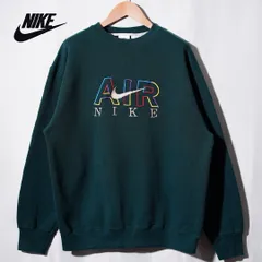 90s USA製 銀タグ ナイキ NIKE スウェット XL相当 表記M フォレストグリーン ロゴ刺繍 ナイキエア NIKE AIR ヴィンテージ Vintage ストリート オーバーサイズ ビッグシルエット スポーツミックス 裏起毛 古着 H225