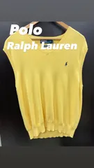 Polo RalphLauren ポロ ラルフローレン ニットベスト 黄色 メンズXL 中古 古着 4U0046