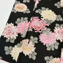 小紋 洗える着物 裄67.5 大柄の花柄 化繊 着物 MK-3113