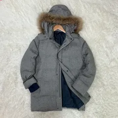 ランバンオンブルー ダウンコート ラクーンファー フード、ファー取り外し可 ダブルジップ グレー ★お値段交渉を受け付けます。【A0254】