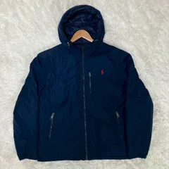 ポロラルフローレン ダウンジャケット フード付き ドローコード ポニーロゴ ネイビー Mサイズ ★お値段交渉を受け付けます。