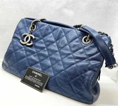 【シャネル】CHANEL／マトラッセ／キャビアスキン／チェーントートメタルブルー 182＊＊＊＊＊ ／トートバッグ／金具変色有り
