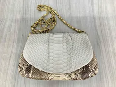 FIL フィル ショルダーバッグ パイソン レザー レディース ライトグリーン ブラウン ゴールドチェーン