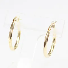 ウノアエレ UNOAERRE K18YG フープピアス 1.0g 丸 750YG ロープ ツイスト 8705 NJ 未使用品