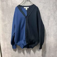 COMME des GARCONS SHIRT Lochaven バイカラーニットカーディガン FH-N501 サイズL ブルー×ブラック コムデギャルソンシャツ