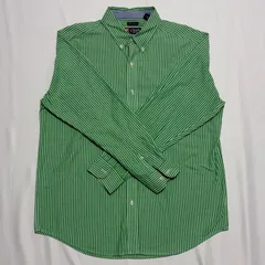 CHAPS チャップス 長袖シャツ ボタンダウン サイズ:L カラー:グリーン ストライプ Y-108