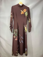 ★ タグ付き AMERI アメリ 長袖ワンピース 花柄 サイズS ブラウン系 通年
