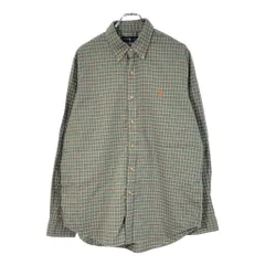RALPH LAUREN ラルフローレン ボタンダウンシャツ チェック グリーン(メンズ L)中古 古着 X1881