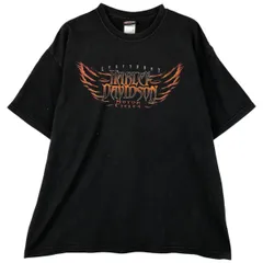 古着 00年代 ハーレーダビッドソン Harley-Davidson ファイヤーパターン モーターサイクル バイクTシャツ USA製 メンズXL相当/eaa607379