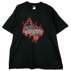 古着 00年代 ハーレーダビッドソン Harley-Davidson ファイヤーパターン モーターサイクル バイクTシャツ USA製 メンズXXL相当/eaa607381