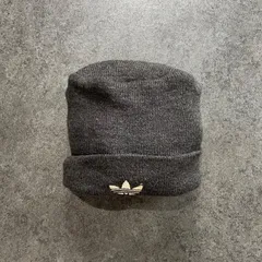 90s Vintage old adidas Beanie アディダス ビーニー ニット帽 ニットキャップ トレフォイル ロゴ刺繍 グレー ユニセックス 小物 ヴィンテージ