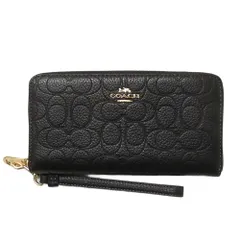 【新品 未使用】コーチ レザー財布 COACH アウトレット ロング ジップ アラウンド ウォレット シグネチャー レザー 長財布 CCL35 IMBLK