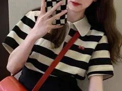 ビッグシルエット パネルボーダー ポロシャツ　006350L