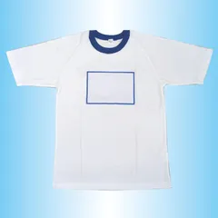 【値下げ品・新品】体操服　半袖衿カラーTシャツ　白×ブルー　アウトレット品　在庫限り　（旧）さいたま市立上大久保中【送料込み】